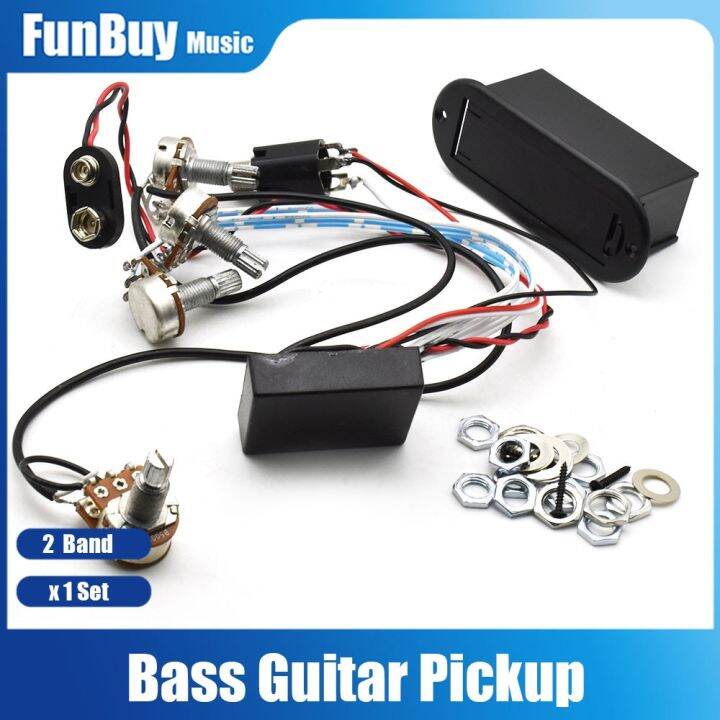 2 Band Active Bass Guitar Eq Equalizer Preamp Circuit Pickup พร้อม Tone Volume Control อะไหล่