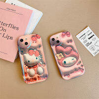 บลูเรย์เคสโทรศัพท์ซิลิโคน IMD สำหรับ IPhone 11 12 13 14 Pro Max เคสฝาครอบด้านหลังกันกระแทกแมวลายการ์ตูนน่ารักสีชมพูเมโลดี้คิตตี้เคสโทรศัพท์