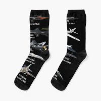 ✲ Military 39;s Fastest Jet Fighters Aircraft Plane of the World T Shirt Socks Socks Winter Golf Socks