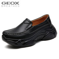 GEOX_รองเท้าหนังแท้ Geox สีดํา สไตล์ผู้หญิง รุ่นใหม่ พื้นหนาพับได้