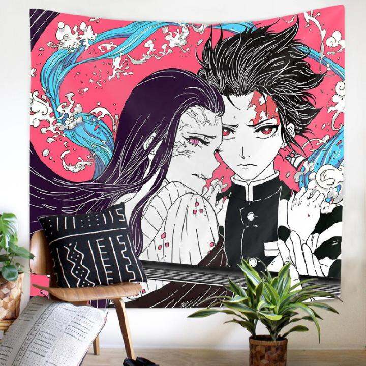 demon-slayer-kimetsu-no-yaiba-พรม-tanjiriu-nezuko-อะนิเมะมังงะอุปกรณ์ต่อพ่วงตกแต่งผนังบ้านแบบครอบคลุม