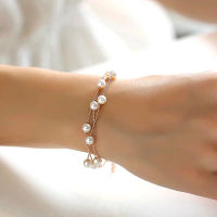 SINLEERY Elegant White Pearl สร้อยข้อมือชั้น Link Chain สร้อยข้อมือผู้หญิง Rose Gold Silver สีเครื่องประดับงานแต่งงาน Sl061