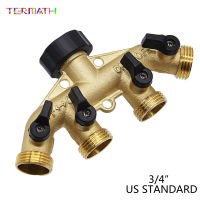 TERMATH Garden 4 Way Hose Splitter Heavy Duty Brass Hose Connector 3/4" Hose Spigot Adapter with 4 Valves