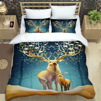 ✹♘✜ Deer fashion cartoon 3D printed bedding Queen bedding set Customized King size bedding set Soft and comfortable