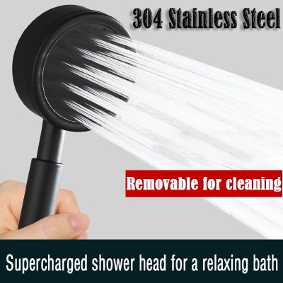 304 Stainless Steel Metal Matte Black Shower Head High Pressure Shower Bath Nozzle Free Punching Design Easy To Install Showerheads