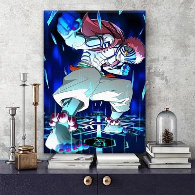 ❉☽✜ ผ้าใบ Anime Akaza Demon Slayer ภาพตกแต่งบ้านภาพวาดโปสเตอร์ HD พิมพ์ Wall Art Modular ห้องนั่งเล่น