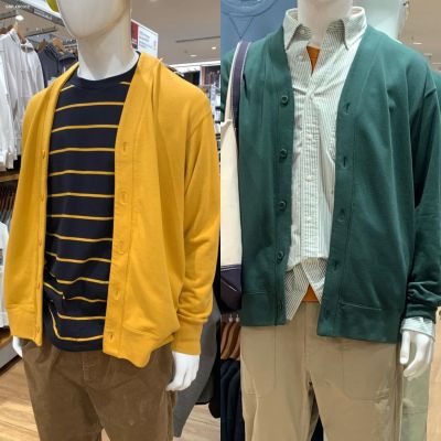 UNIQLO Pure Color Single Foreign Trade U Home All Cotton Terry Knitting Double-Breasted Cardigan V-Neck Fleece Man Spring Tide Leisure Coat