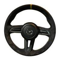 id รถพวงมาลัยฝาครอบล้อ Anti-Slip Suede ของแท้หนังสำหรับ Mazda 3 Axela CX-30 MX-30-รถอุปกรณ์เสริม