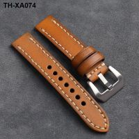 leather strap 22MM brown layer cowhide soft and thick retro watch chain mens models
