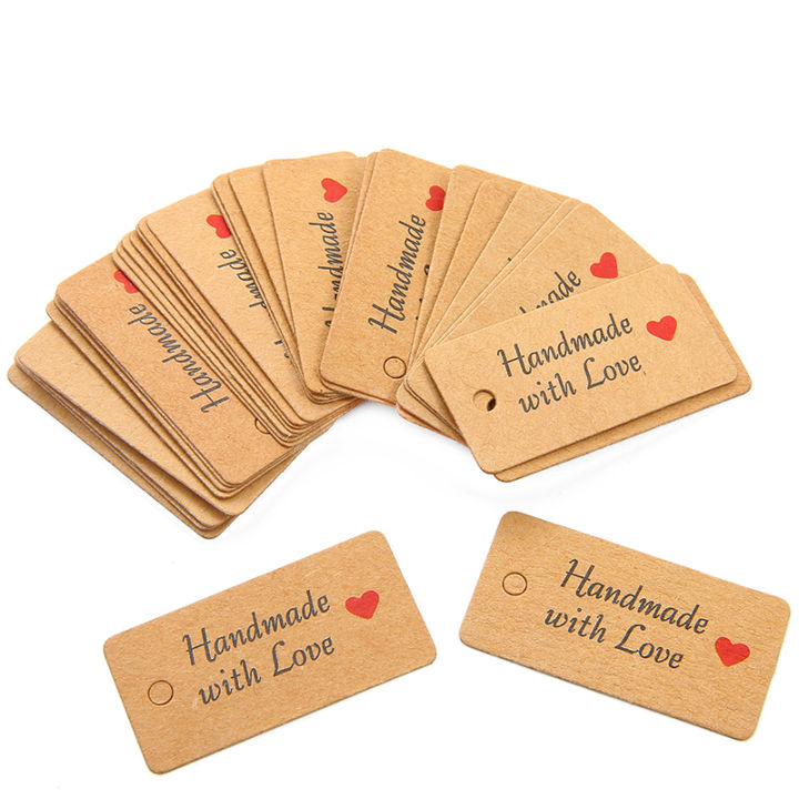 100pcs/Bag Kraft Paper Tags Handmade With Love Hang Tags Garment Tags ...