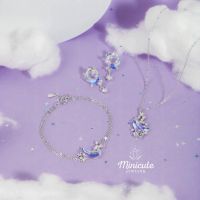 ? Minicutejewelry สร้อยคอเงินแท้ 925 คอลเลคชั่น Amethyst พระจันทร์สีม่วง สร้อยคอ สร้อยข้อมืออีก ต่างหู เงินแท้