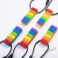 【hot sale】 ❁♂❐ C01 SOME Rainbow Brick Chew Necklace Baby Silicone ther Autism Sensory Chewy Toys