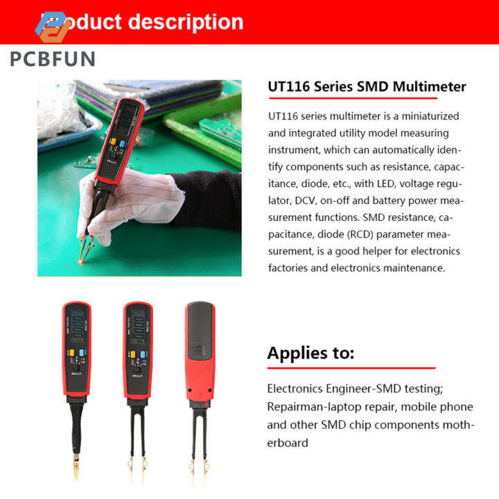 pcbfun-ut116c-uni-t-ut116a-smd-มัลติมิเตอร์อัตโนมัติ-rcd-มิเตอร์วัดแบตเตอรี่ต่อเนื่อง-dcv