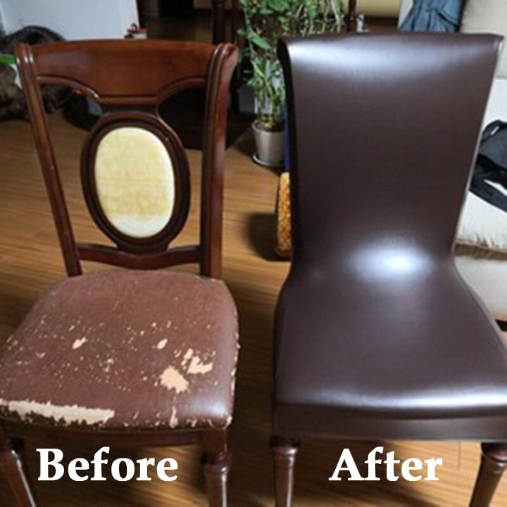 เก้าอี้รับประทานอาหารครอบคลุม-pu-แข็งแรงกันน้ำหนังและกันน้ำมันยืดได้ผ้าคลุมเก้าอี้ป้องกันลื่นสำหรับบ้านงานแต่งงานห้องครัว