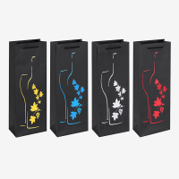 10pcslot Black Paper bags Single Wine Bottle Carrier High Quality Wine Grape Pokal Design Golden Red Hot-stamping Gift Bags