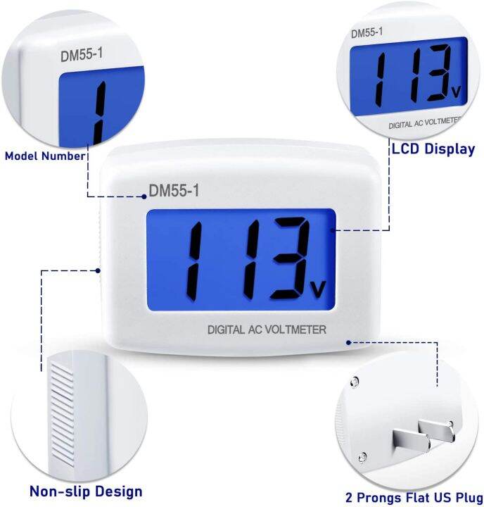 AC 110V 220V Digital Voltmeter EU US Plug Volt Meter Socket Tester LCD ...