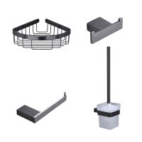 Bathroom Hardware Set metal Grey Towel Robe Double Hooks Paper Hanger Toilet Brushed Holder Storage Corner Shelf Accessories