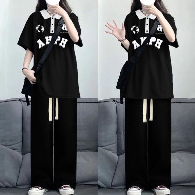 【Ready】🌈 Single/set 2023 summer shirt short-sleeved female student loose casual pants to wear a complete set of ins fashion
