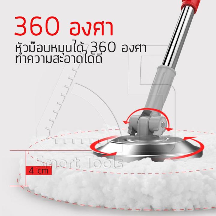 65smarttools-ไม้ม๊อบถูพื้น-2-in-1-ชุดถังปั่นสแตนเลส-พร้อมไม้ถูพื้นและผ้าม็อบไมโครไฟเบอร์-2-ผืน-หมุนได้-360-องศา-3สี-ดำ-ฟ้า-ม่วง