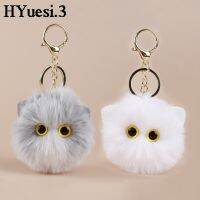 Cartoon Plush Cat Keychain Hand-Made Faux Fur Ball Pom Pom Key Ring For Women Girls Bag Decoration Birthday Gifts