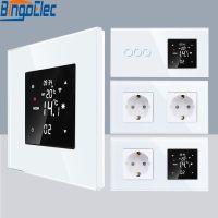 Bingoelec WiFi Smart Thermostat and Wall USB Socket Light Switches With Crystal Glass Panel Work Tuya Alexa Google Home Alice Electrical Circuitry  Pa