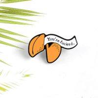 Cartoon orange lung shape white banner enamel brooch interesting Vulgar Personality creative badge Gift for a friend