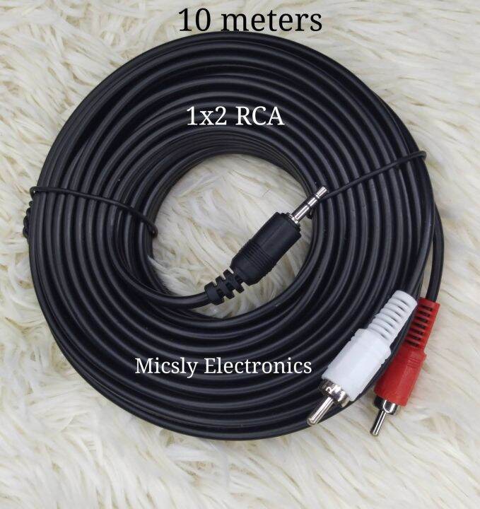 RCA 1x2 High Quality 3.5mm Jack Plug Male to 2 RCA Stereo AUX Audio Cable Line 5 & 10 meters