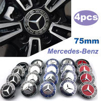 ฝาดุมล้อติดรถยนต์4ชิ้น/เซ็ต75มม. สำหรับ Mercedes Benz AMG W204 W203 W205 W210 W211 W212 W176 W163 W221 C E S GLC CLS ML CLA Class CLA Class แต่งรถยนต์ตราสัญลักษณ์