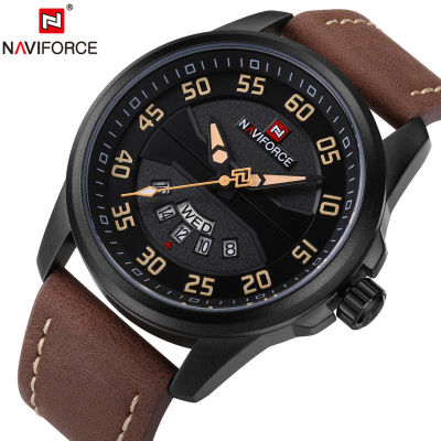 NAVIFORCE Men Watch Date Week Sport Mens Watches Top nd Luxury Military Army Business Genuine Leather Quartz Male Clock 9124