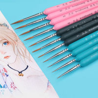 11Pcs Type Hook Line Pen Watercolor Soft Hair Oil Painting Extra Fine Weasel Hair Hand Painted Brush Gouache Acrylic Painting