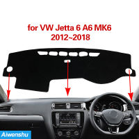 LAIFU MK6 A6 Volkswagen VW Jetta 6,2012 2013 2014 2015 2016อุปกรณ์เสริมรถยนต์ที่คลุมแผงหน้าปัดรถยนต์ป้องกันแสงแดดแผ่นกันเสื่อกันลื่นแผ่นคลุมแผงหน้าปัดรถยนต์แดชแมทกันแดดวัสดุโพลีเอสเตอร์ผ้าสักหลาดสีดำ