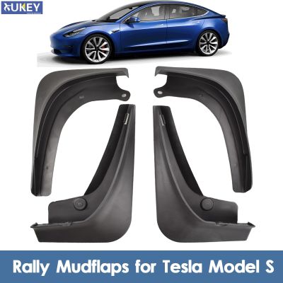 สำหรับ Tesla รุ่น3 2016 - 2021 Mud Flaps Splash Guards Mudguards ด้านหน้าด้านหลัง Fender Protector Racing รถ Mudflaps