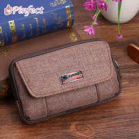 [Pinfect] Fashion Men Retro Waterproof Oxford Cloth Men Wallet PU Leather Outdoor Sports Casual Clutch Card Bag Small Card Holder Zipper Belt Purse Fa