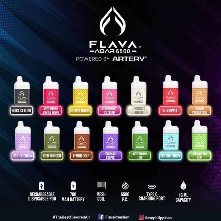 FLAVA ABAR 6500PUFFS DISPOSABLE RECHARGEABLE POD BY ARTERY | Lazada PH