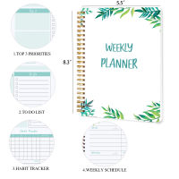 New Daily Weekly Planner Undated Agenda Spiral Notebook 52 Sheets Diary Organizer Schedule School Stationary Office Supplies