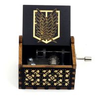 Music Box Theme Song Antique Wooden Hand Cranked Attack On Titan Queen Godfather Davy Jones Halloween Christmas Gift Decoration