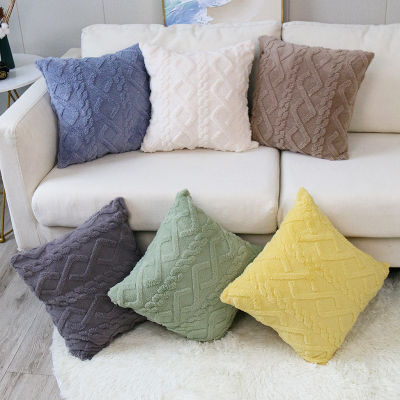Cushion Case Solid Color Pillowcase Soft Plush Wool Pillow Covers Pillow Covers Pillowcase