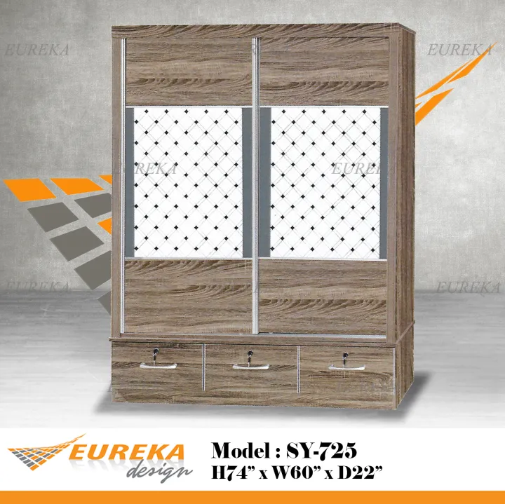 EUREKA 5ft 2 Sliding Door Wardrobe w/ Mirror (Deliver & Installation