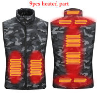 13PCS Heated Jacket Fashion Men Women Coat Inligent USB Electric Heating Thermal Warm Clothes Winter Heated Vest Plussize