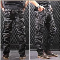 COD ▨✼ qafh47 New Multi-pocket Camouflage Overalls Pants Mens Loose Straight Large Size Wear-resistant Tactical Pants Hiking Long Pants