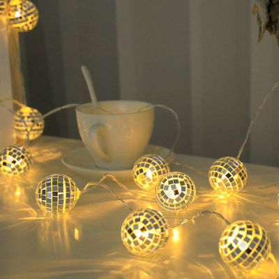 [COD] ร้อนแรง LED ลูกบอลกระจกสตริง โมเสคไฟบอลบาร์พรรคตกแต่งเทศกาลคริสต์มาส โคมไฟโคมไฟสตริง Christmas Gift