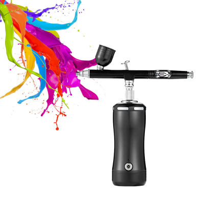 Portable Airbrush Kit 0.3mm 7cc Gravity Feed Dual-action Airbrush with Compressor Auto Start &amp; Stop Rechargeable Handheld Air Brush Spray for Art Painting T-attoo Nail Beauty Salon DIY Models