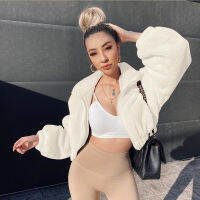 Winter Hot Sale New Plush Zipper Woman Jacket Loose Western Solid Color Coats Long-sleeved Top Womens Clothing Y2k Jackets