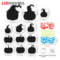 LIZHOUMIL สติกเกอร์ติดผนังรูปฟักทองเรืองแสงใช้ซ้ำได้12ชิ้นสำหรับตกแต่งกล่องจดหมายประตูตู้เย็นงานปาร์ตี้ฮาโลวีน