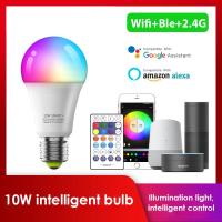 [HOT QQZIWWUJJWG 104] Wifi สมาร์ทหลอดไฟ10วัตต์ RGB CCT E27หรี่แสงได้หลอดไฟ LED จับเวลาการควบคุมเสียงสมาร์ทบ้านหลอดไฟเข้ากันได้กับ Amazon Alexa Google Home