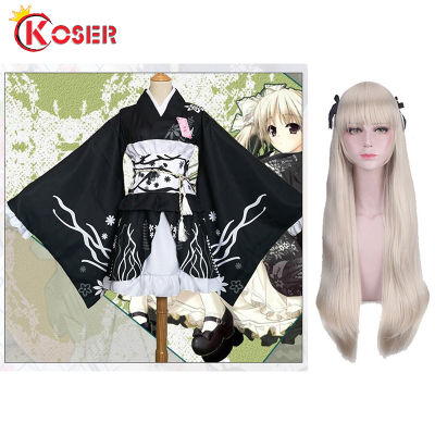 [LXYH- COSER KING] อะนิเมะ Yosuga NO Sora Kimono COSPLAY เครื่องแต่งกาย Yukata ชุดแม่บ้านหวาน Lolita Maid Kasugano Sora สีดำ Kimono ชุดคอสเพลย์ ชุดคอสเพลย์