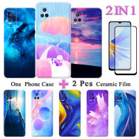 เคสลายการ์ตูน TPU เคสมือถือซิลิโคนนิ่ม2 IN 1 VIVO V21E 4G พร้อมหน้าจอป้องกันเซรามิก