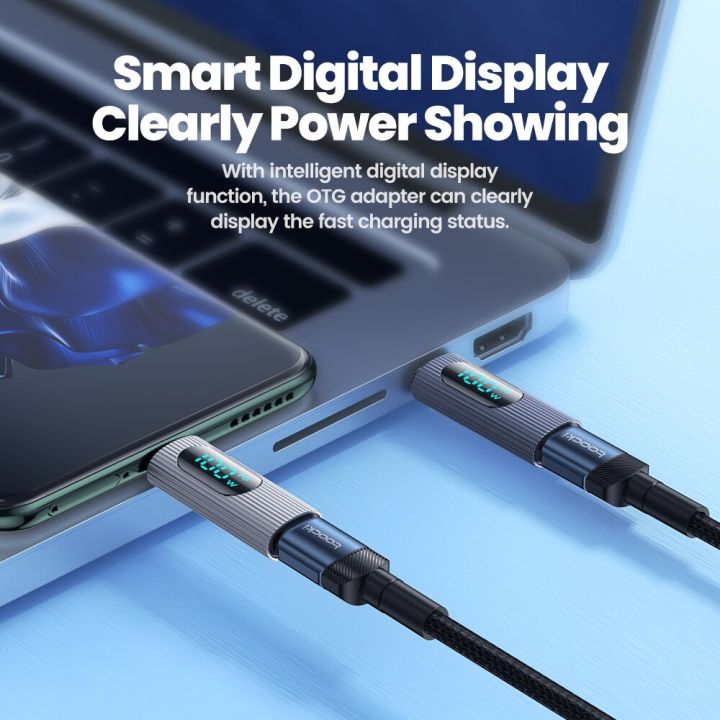 toocki-100w-type-c-to-type-c-otg-adapter-led-display-p3-0-fast-charging-usb-c-otg-converter-for-laptop-samsung-xiaomi-huawei