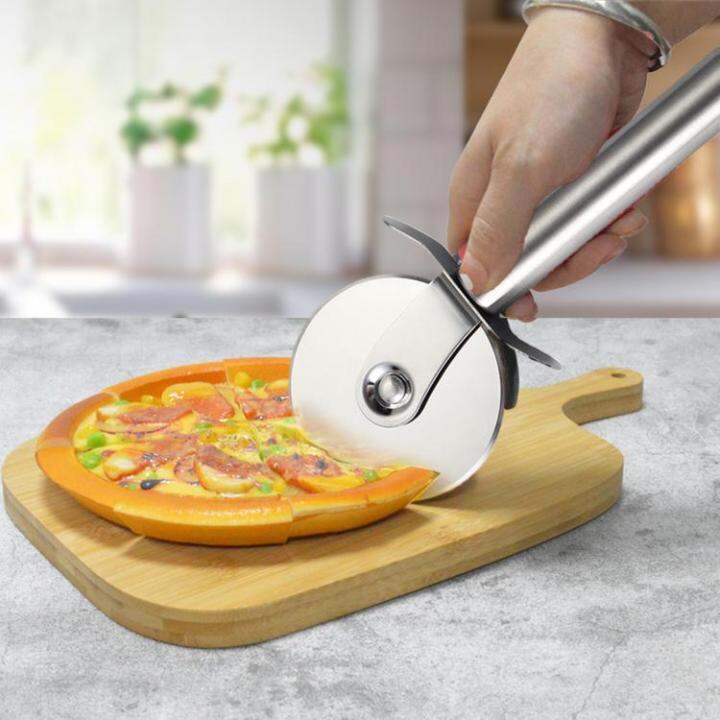 Pizza Cutter for Kitchen Stainless Steel Pizza Peel Cutter with Paddle