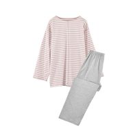 MUJI MUJI MUJI Tianzhu cotton pajamas womens long-sleeved short knitted cotton mens pullover thin section couple wear home clothes spring and summer